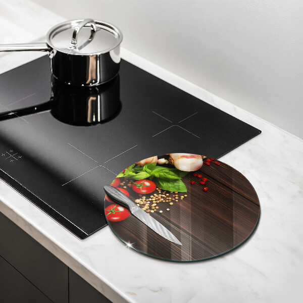 Üveg vágódeszka Zöldségek az asztalon