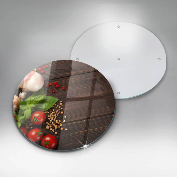 Üveg vágódeszka Zöldségek az asztalon