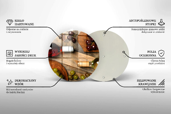 Üveg vágódeszka Borosüvegek és szőlő