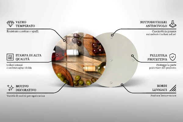 Üveg vágódeszka Borosüvegek és szőlő