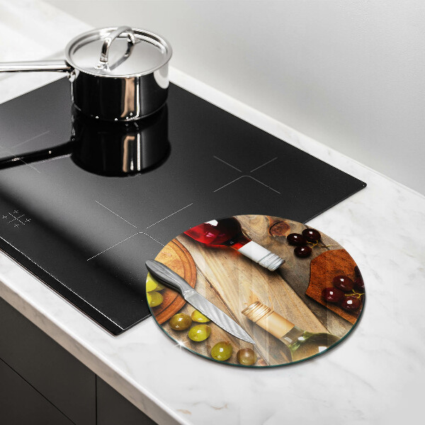 Üveg vágódeszka Borosüvegek és szőlő