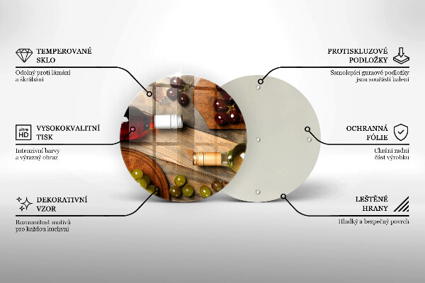 Üveg vágódeszka Borosüvegek és szőlő