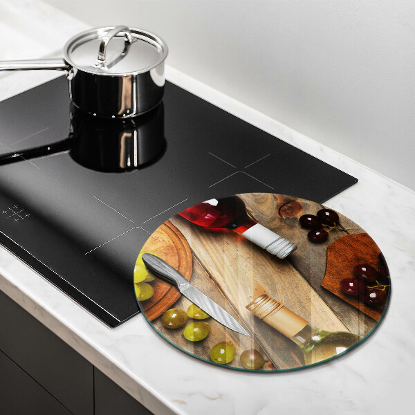 Üveg vágódeszka Borosüvegek és szőlő