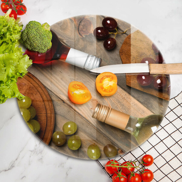 Üveg vágódeszka Borosüvegek és szőlő