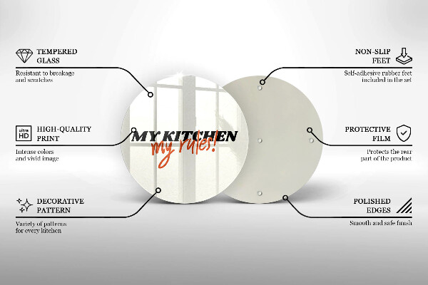 Üveg vágódeszka My kitchen my rules