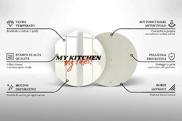Üveg vágódeszka My kitchen my rules
