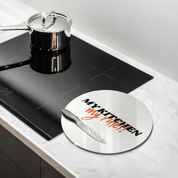 Üveg vágódeszka My kitchen my rules