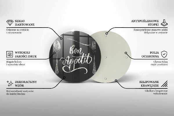 Üveg vágódeszka Bon Appetit felirat