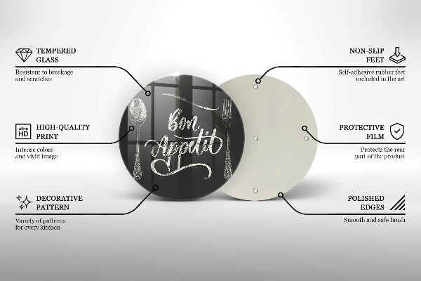 Üveg vágódeszka Bon Appetit felirat