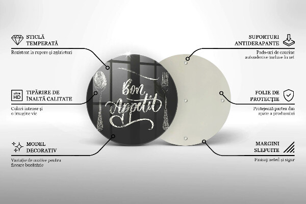 Üveg vágódeszka Bon Appetit felirat