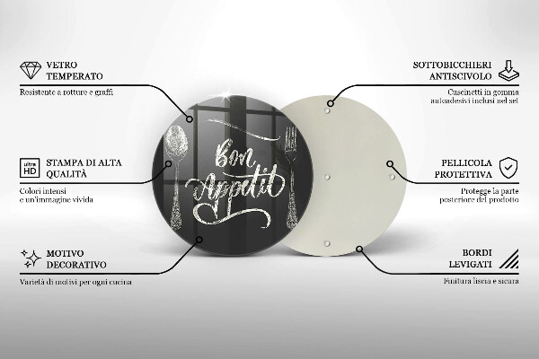 Üveg vágódeszka Bon Appetit felirat