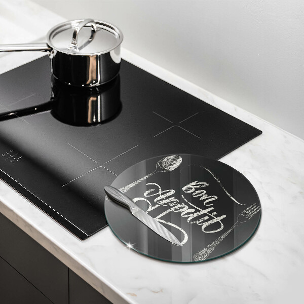 Üveg vágódeszka Bon Appetit felirat