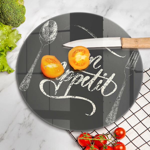 Üveg vágódeszka Bon Appetit felirat