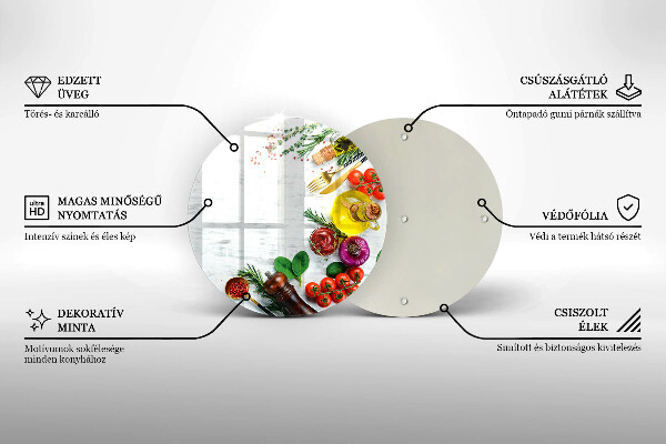 Üveg vágódeszka Zöldségek és fűszerek