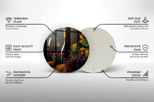 Üveg vágódeszka Pohár bor és szőlő