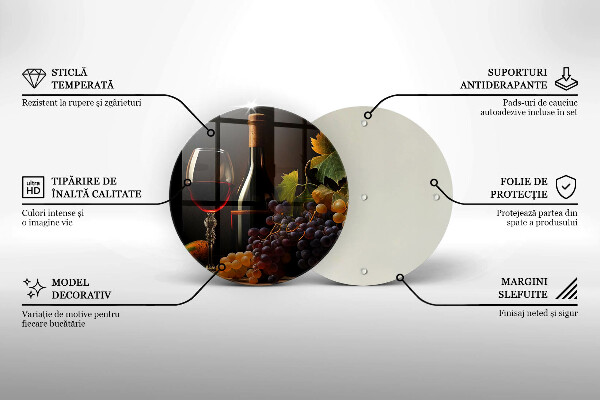 Üveg vágódeszka Pohár bor és szőlő