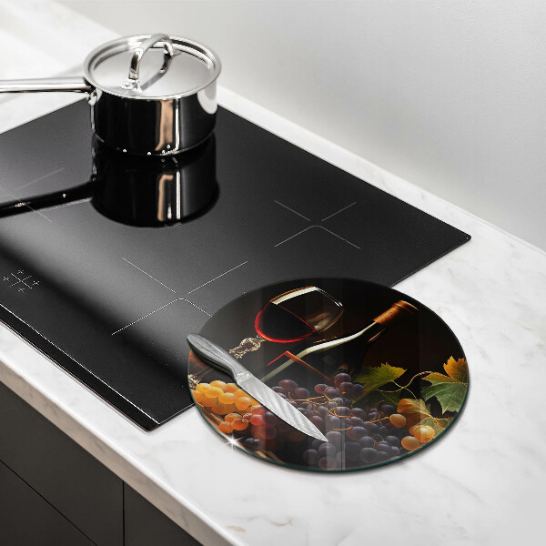 Üveg vágódeszka Pohár bor és szőlő