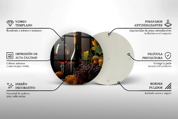 Üveg vágódeszka Pohár bor és szőlő