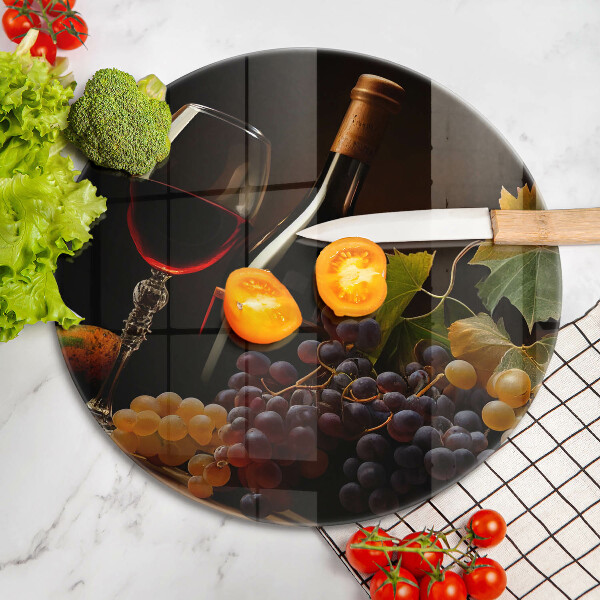 Üveg vágódeszka Pohár bor és szőlő