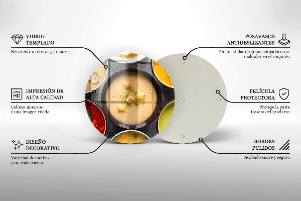 Üveg vágódeszka Színes levesek