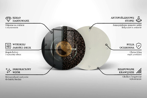 Üveg vágódeszka Kávé és bab