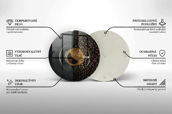 Üveg vágódeszka Kávé és bab