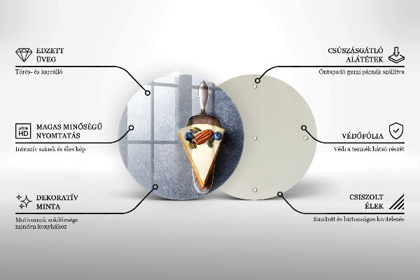 Üveg vágódeszka Szelet torta