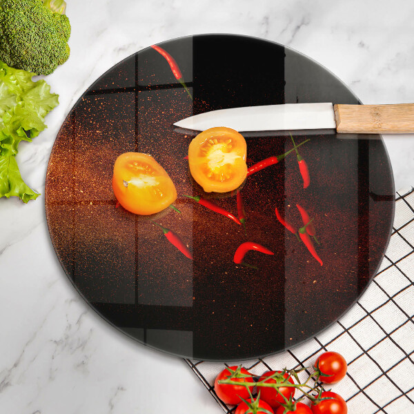 Üveg vágódeszka Csípős chili paprika
