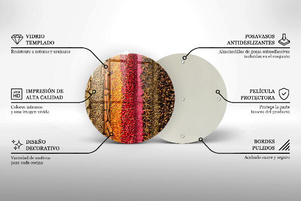 Üveg vágódeszka Színes fűszerek