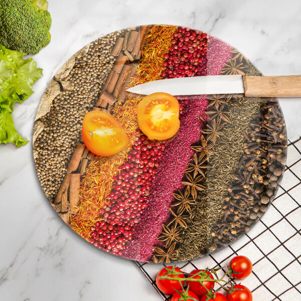 Üveg vágódeszka Színes fűszerek