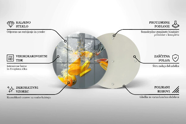 Üveg vágódeszka Citrom vízben