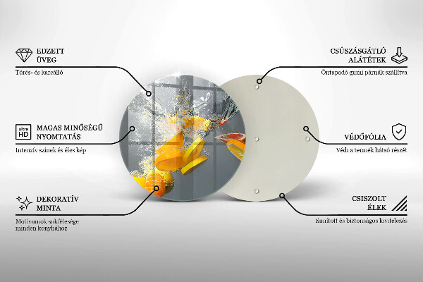 Üveg vágódeszka Citrom vízben