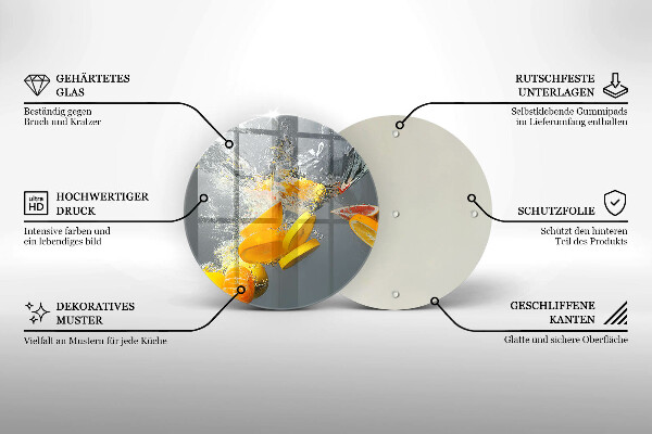 Üveg vágódeszka Citrom vízben