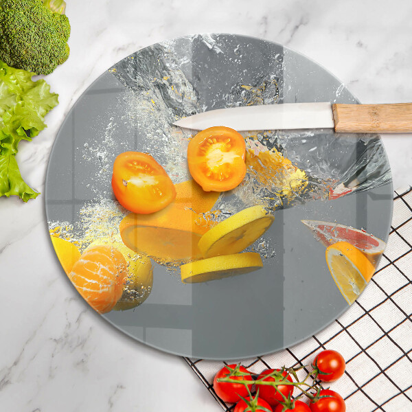 Üveg vágódeszka Citrom vízben