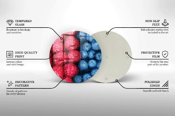 Üveg vágódeszka Málna és áfonya gyümölcsök