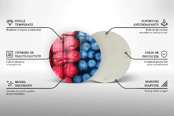 Üveg vágódeszka Málna és áfonya gyümölcsök