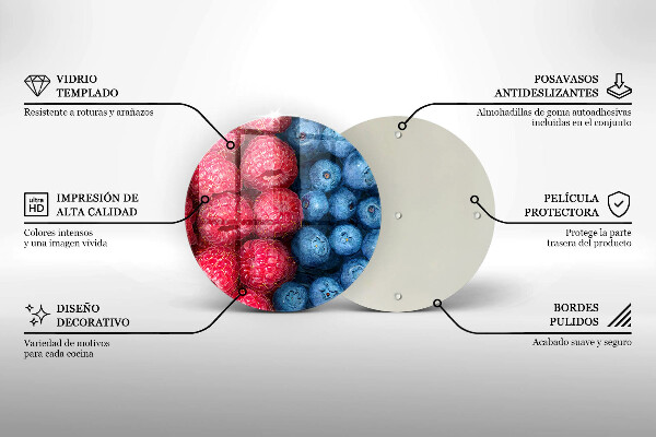 Üveg vágódeszka Málna és áfonya gyümölcsök