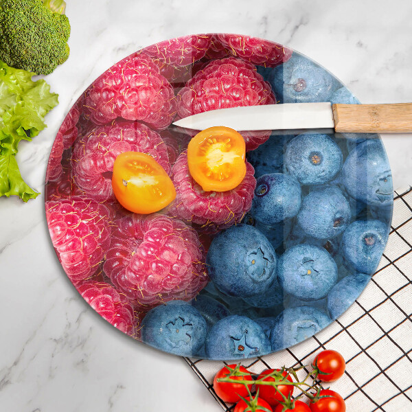 Üveg vágódeszka Málna és áfonya gyümölcsök