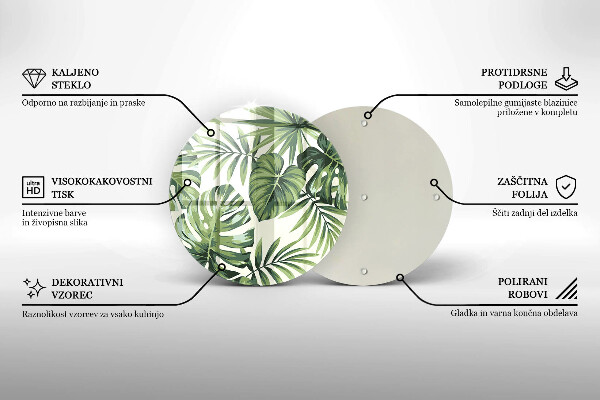 Üveg vágódeszka Monstera levelek illusztráció