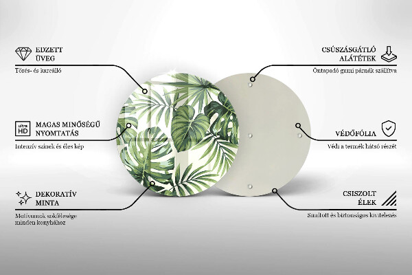 Üveg vágódeszka Monstera levelek illusztráció