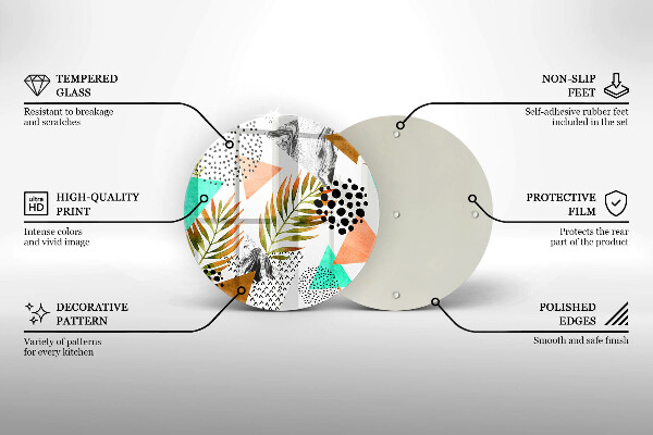 Üveg vágódeszka Boho levelek minta