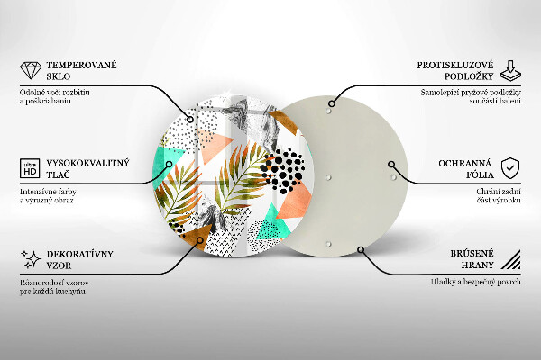 Üveg vágódeszka Boho levelek minta