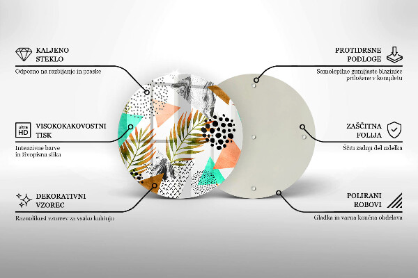 Üveg vágódeszka Boho levelek minta