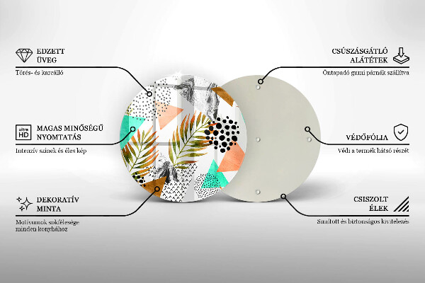 Üveg vágódeszka Boho levelek minta