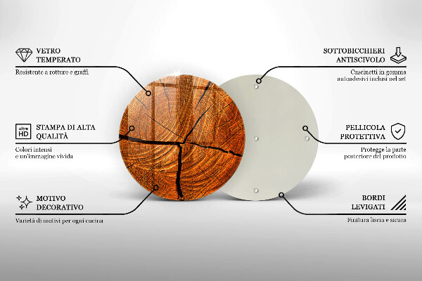 Üveg vágódeszka Fa törzsszerkezet