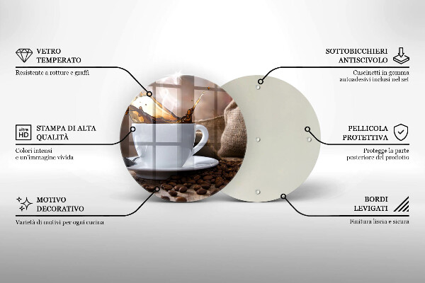 Üveg vágódeszka Csésze és kávébab