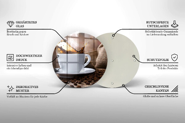 Üveg vágódeszka Csésze és kávébab