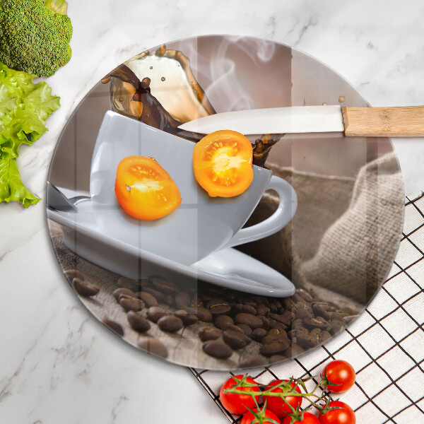 Üveg vágódeszka Csésze és kávébab