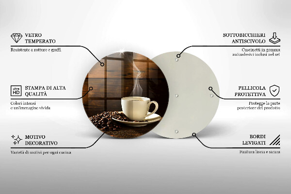 Üveg vágódeszka Fa kávéscsésze