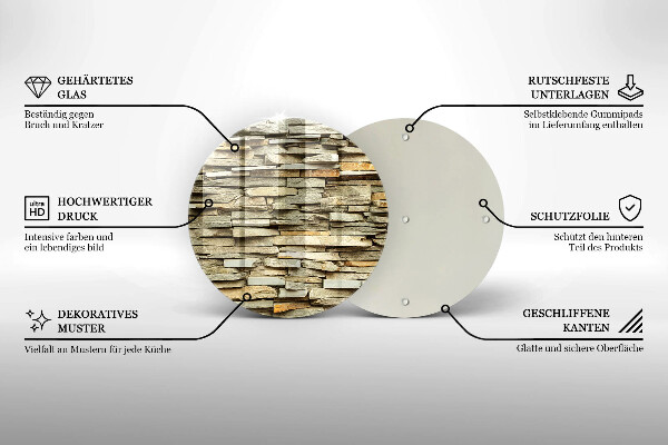 Üveg vágódeszka Díszítő kövek